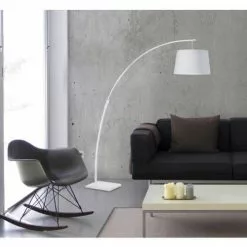 ATHM DESIGN Lampadaires Lampadaire Abat Jour Tissu Blanc Et Pied Métal -Luminaires Soldes Boutique lampadaire abat jour tissu blanc et pied metal 8