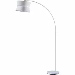 ATHM DESIGN Lampadaires Lampadaire Abat Jour Tissu Blanc Pied Métal