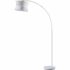 ATHM DESIGN Lampadaires Lampadaire Abat Jour Tissu Gris Pied Métal -Luminaires Soldes Boutique lampadaire abat jour tissu blanc pied metal