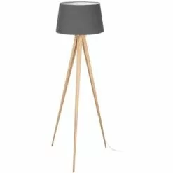 ATHM DESIGN Lampadaires Lampadaire Abat Jour Tissu Blanc Et Pied Métal -Luminaires Soldes Boutique lampadaire abat jour tissu gris et pied metal effet bois 1