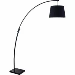 ATHM DESIGN Lampadaires Lampadaire Abat Jour Tissu Blanc Et Pied Métal -Luminaires Soldes Boutique lampadaire abat jour tissu noir et pied metal 3