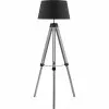 ATHM DESIGN Lampadaires Lampadaire Abat Jour Tissu Noir Et Pieds Bois