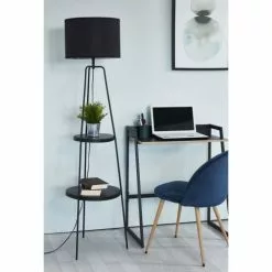 ATHM DESIGN Lampadaires Lampadaire Abat Jour Tissu Noir Et Pieds Métal Noir -Luminaires Soldes Boutique lampadaire abat jour tissu noir et pieds metal noir 2