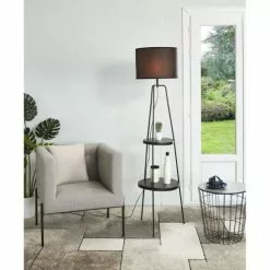 ATHM DESIGN Lampadaires Lampadaire Abat Jour Tissu Noir Et Pieds Métal Noir -Luminaires Soldes Boutique lampadaire abat jour tissu noir et pieds metal noir 5