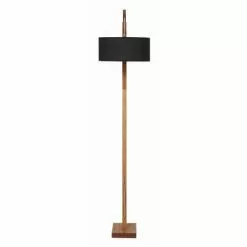 ATHM DESIGN Lampadaires Lampadaire Abat Jour Tissu Noir Pied Bois -Luminaires Soldes Boutique lampadaire abat jour tissu noir pied bois 3