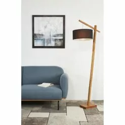 ATHM DESIGN Lampadaires Lampadaire Abat Jour Tissu Noir Pied Bois -Luminaires Soldes Boutique lampadaire abat jour tissu noir pied bois 5