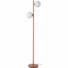 ATHM DESIGN Lampadaires Lampadaire Abat Jour Verre Pied Metal Brossé Marron