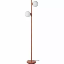 ATHM DESIGN Lampadaires Lampadaire Abat Jour Verre Pied Metal Brossé Marron