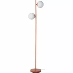 ATHM DESIGN Lampadaires Lampadaire Abat Jour Verre Pied Metal Brossé Bleu -Luminaires Soldes Boutique lampadaire abat jour verre pied metal brosse marron 4