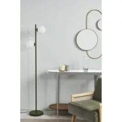 ATHM DESIGN Lampadaires Lampadaire Abat Jour Verre Pied Metal Brossé Vert Kaki -Luminaires Soldes Boutique lampadaire abat jour verre pied metal brosse vert kaki 5