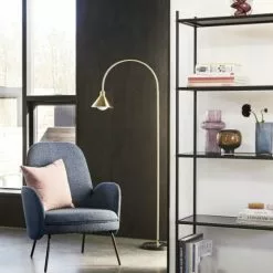 Hubsch Lampadaires Lampadaire Avec Base En Marbre En Noir Et Laiton -Luminaires Soldes Boutique lampadaire avec base en marbre en noir et laiton 2