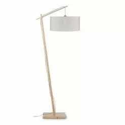 Good & Mojo Lampadaires Lampadaire Bambou Et Lin Naturel Beige H176cm