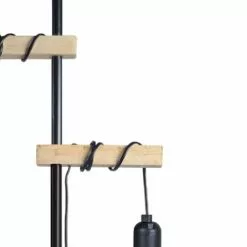 Tosel Lampadaires Lampadaire Bois Naturel Et Noir -Luminaires Soldes Boutique lampadaire bois naturel et noir 2