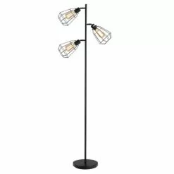 Homcom Lampadaires Lampadaire Design Industriel 3 Ampoules H165 Cm Noir