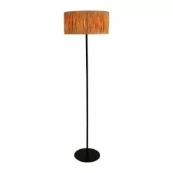 Decoratie Lampadaires Lampadaire Droit Métal Ambre Abat-jour Raphia H140cm -Luminaires Soldes Boutique lampadaire droit metal ambre abat jour raphia h140cm 2