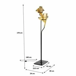 Kare Design Lampadaires Lampadaire En Acier 2 Abat-jours Feuilles Ginkgo Dorées H172 -Luminaires Soldes Boutique lampadaire en acier 2 abat jours feuilles ginkgo dorees h172 3