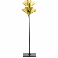 Kare Design Lampadaires Lampadaire En Acier 2 Abat-jours Feuilles Ginkgo Dorées H172 -Luminaires Soldes Boutique lampadaire en acier 2 abat jours feuilles ginkgo dorees h172 4