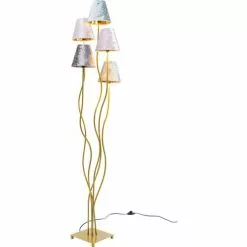 Kare Design Lampadaires Lampadaire En Acier Doré 5 Abat-jours En Velours H163 -Luminaires Soldes Boutique lampadaire en acier dore 5 abat jours en velours h163 3