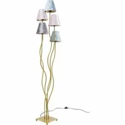 Kare Design Lampadaires Lampadaire En Acier Doré 5 Abat-jours En Velours H163 -Luminaires Soldes Boutique lampadaire en acier dore 5 abat jours en velours h163 5