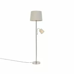 QAZQA Lampadaires Lampadaire En Acier Gris -Luminaires Soldes Boutique lampadaire en acier gris 5