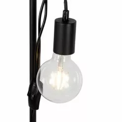 QAZQA Lampadaires Lampadaire En Acier Noir -Luminaires Soldes Boutique lampadaire en acier noir 3