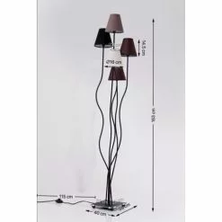 Kare Design Lampadaires Lampadaire En Acier Noir 5 Abat-jours En Coton Marron H163 -Luminaires Soldes Boutique lampadaire en acier noir 5 abat jours en coton marron h163 3
