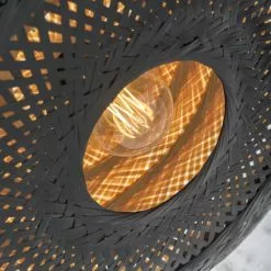 Good & Mojo Lampadaires Lampadaire En Bambou Abat-jour En Bambou Naturel/noir, H. 176cm -Luminaires Soldes Boutique lampadaire en bambou abat jour en bambou naturel noir h 176cm 4