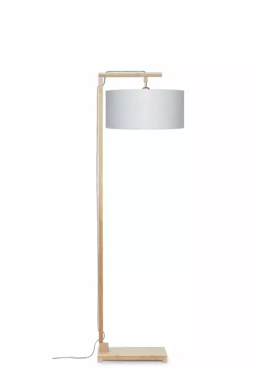 Good & Mojo Lampadaires Lampadaire En Bambou Abat-jour En Lin Gris Clair, H. 174cm 1 Good & Mojo Lampadaires Lampadaire En Bambou Abat-jour En Lin Gris Clair, H. 174cm