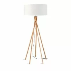 Good & Mojo Lampadaires Lampadaire En Bambou Et Lin Blanc H160cm
