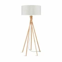 Good & Mojo Lampadaires Lampadaire En Bambou Et Lin Gris H160cm