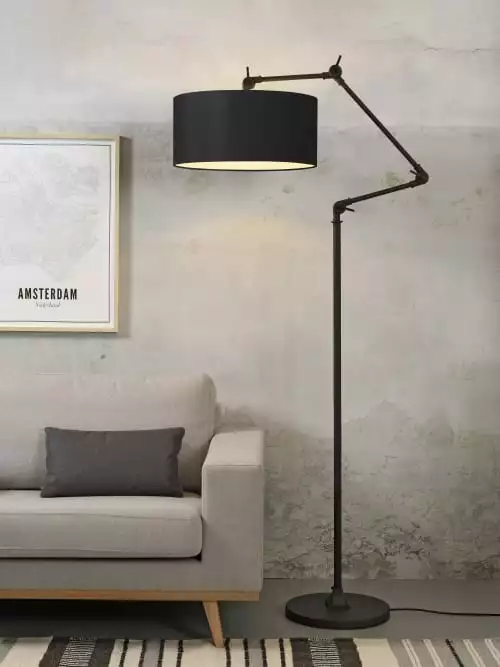 It's About Romi Lampadaires Lampadaire En Fer Abat-jour En Coton Noir, H. 190cm 2 It's About Romi Lampadaires Lampadaire En Fer Abat-jour En Coton Noir, H. 190cm – Image 2