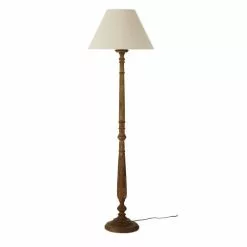 Maisons Du Monde Lampadaires Lampadaire En Manguier Et Abat-jour Coloris Lin H162