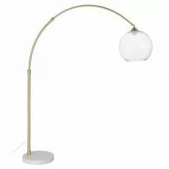 Maisons Du Monde Lampadaires Lampadaire En Marbre Blanc Et Métal Doré, Abat-jour Globe En Verre H153
