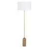 Maisons Du Monde Lampadaires Lampadaire En Marbre Rose Et Métal Doré, Abat-jour En Coton Blanc H156