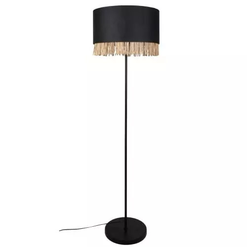 Maisons Du Monde Lampadaires Lampadaire En Métal Abat-jour En Coton Noir Et Franges En Bambou Beige H157 1 Maisons Du Monde Lampadaires Lampadaire En Métal Abat-jour En Coton Noir Et Franges En Bambou Beige H157