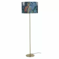 Maisons Du Monde Lampadaires Lampadaire En Métal Doré, Abat-jour Imprimé Multicolore En Coton H155
