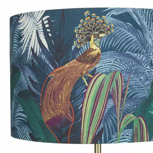 Maisons Du Monde Lampadaires Lampadaire En Métal Doré, Abat-jour Imprimé Multicolore En Coton H155 2 Maisons Du Monde Lampadaires Lampadaire En Métal Doré, Abat-jour Imprimé Multicolore En Coton H155 – Image 2
