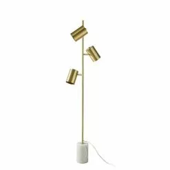 Maisons Du Monde Lampadaires Lampadaire En Métal Doré Et Marbre Blanc H156
