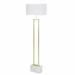 Maisons Du Monde Lampadaires Lampadaire En Métal Doré Et Marbre Blanc H159