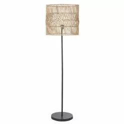 Maisons Du Monde Lampadaires Lampadaire En Métal Et Abat-jour En Rotin Beige H154