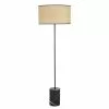 Maisons Du Monde Lampadaires Lampadaire En Métal Et Marbre Noirs Abat-jour Cannage En Rotin Tressé H164