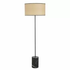Maisons Du Monde Lampadaires Lampadaire En Métal Et Marbre Noirs Abat-jour Cannage En Rotin Tressé H164