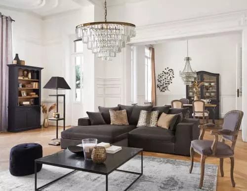 Maisons Du Monde Lampadaires Lampadaire En Métal Et Sapin Avec Abat-jour En Coton Noir H158 3 Maisons Du Monde Lampadaires Lampadaire En Métal Et Sapin Avec Abat-jour En Coton Noir H158 – Image 3