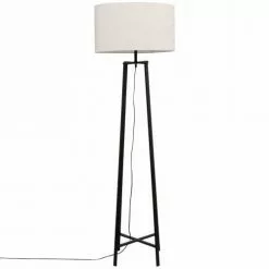 Maisons Du Monde Lampadaires Lampadaire En Métal Noir Et Abat-jour En Lin Recyclé H144