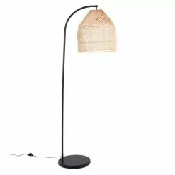 Maisons Du Monde Lampadaires Lampadaire En Métal Noir Et Rotin H170