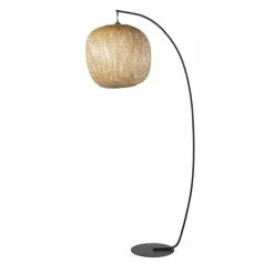 Maisons Du Monde Lampadaires Lampadaire En Métal Noir Mat Et En Bambou Tressé H183