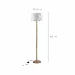 Rendez Vous Déco Lampadaires Lampadaire En Papier Blanc Et Bois D'hévéa -Luminaires Soldes Boutique lampadaire en papier blanc et bois d hevea 3