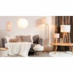 Maisons Du Monde Lampadaires Lampadaire En Terminalier Et Abat-jour En Coton Blanc H165 -Luminaires Soldes Boutique lampadaire en terminalier et abat jour en coton blanc h165 1000 13 13 158232 6
