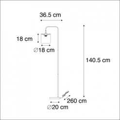 QAZQA Lampadaires Lampadaire En Tissu Noir -Luminaires Soldes Boutique lampadaire en tissu noir 1