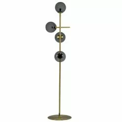 Dyberg Larsen Lampadaires Lampadaire En Verre Fumé Et Laiton, H 160 Cm D 34 Cm